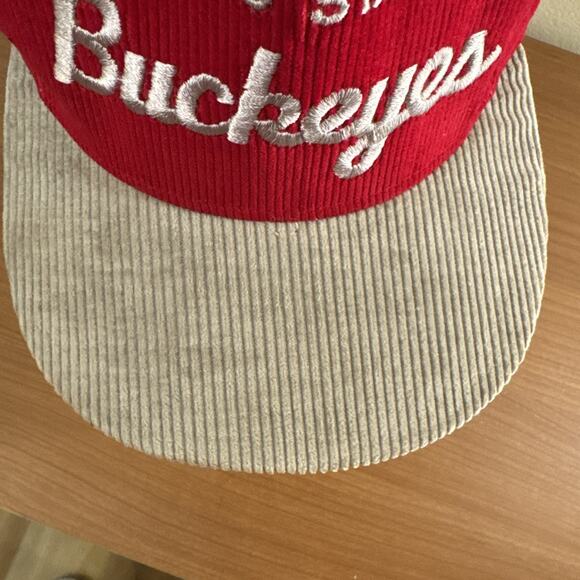 Vintage Ohio State Buckeyes Script Corduroy Snapback Hat Cap 90s AJD University - Picture 10 of 15